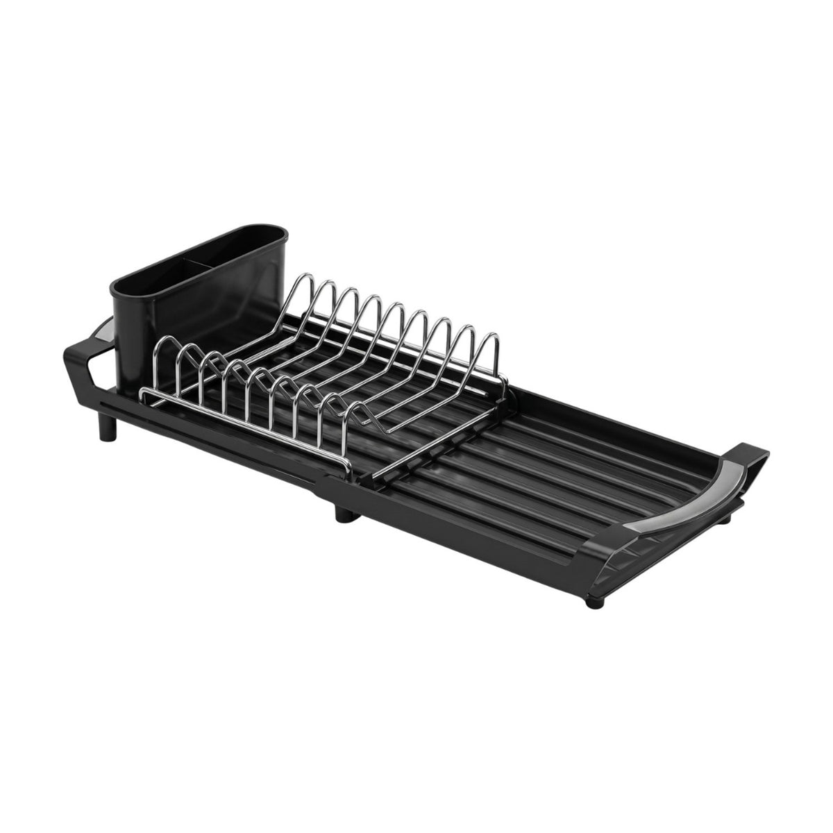 Expandable Single-Tier Dish Drainer with Cutlery Holder & Drip Tray - Maisonware