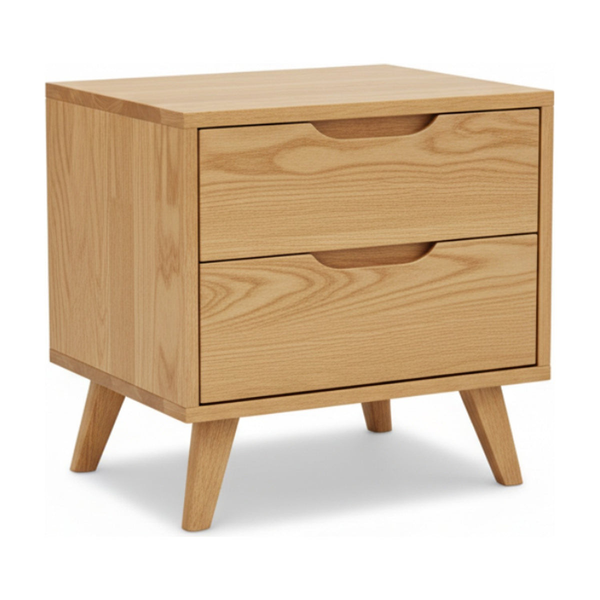 Rubber Wood Bedside Table with 2 Drawers Natural Wood - Maisonware