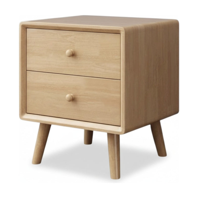 Rubber Wood Bedside Table 2 Drawers Natural - Maisonware