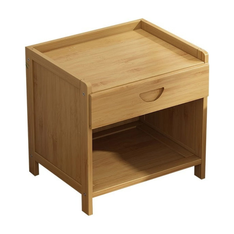 Bamboo Side Table with Drawer & Shelf Cutout Handle - Maisonware