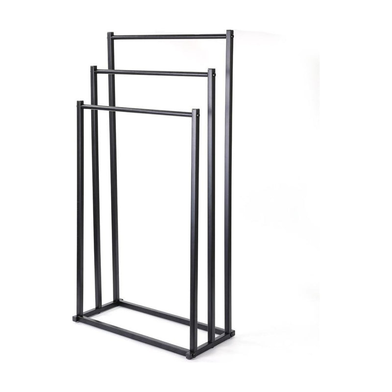 Black Metal 3-Tier Freestanding Bathroom Towel Rack Stand - Maisonware