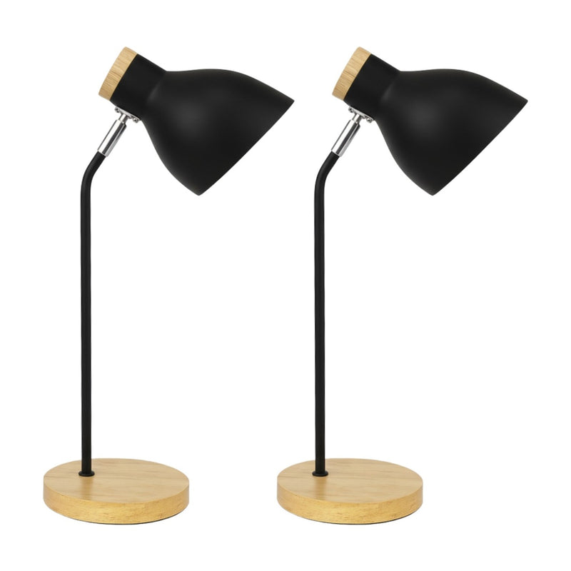 Luma Balance Table Lamp Set of 2 Black Wood Scandinavian Bedside Desk - Maisonware