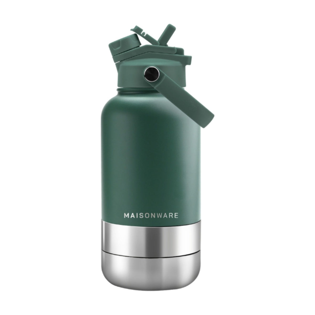 3 Compartment PET Bottle with 4-in-1 Leakproof Lid Dark Green - Maisonware