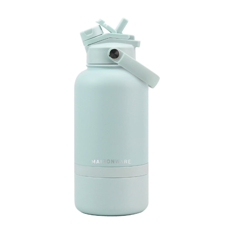 2 Compartment Pet Bottle with 4-in-1 Lid Light Blue BPA-Free Leak-Proof - Maisonware