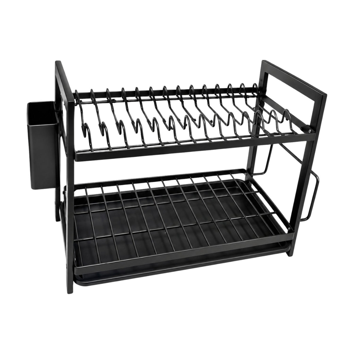 2-Tier Countertop Dish Drying Rack with Cutlery Holder & Drip Tray - Maisonware