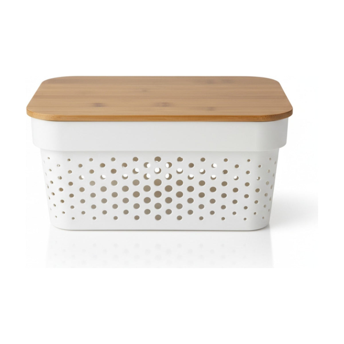 Small Storage Basket with Bamboo Lid Stackable Organizer - Maisonware